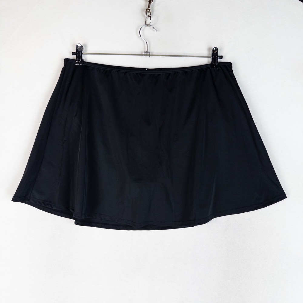 Aquabelle Womens Swim Skirt Size 20 Black Skort Bottom Solid Minimalist NEW